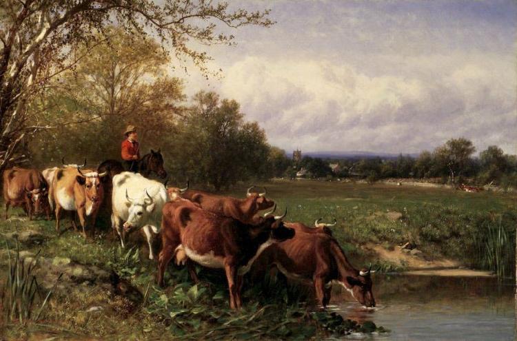 James McDougal Hart Cattle and Landscape oil painting picture